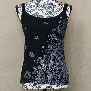 ** LAST CHANCE SALE** FANG, Black/Silver, Paisley Tank Top, Junior's Small